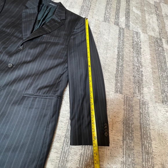 Vintage Hugo Boss Mens Charcoal Pinstripe Wool Silk 3 Buttons 40R Blazer Germany - Picture 16 of 16